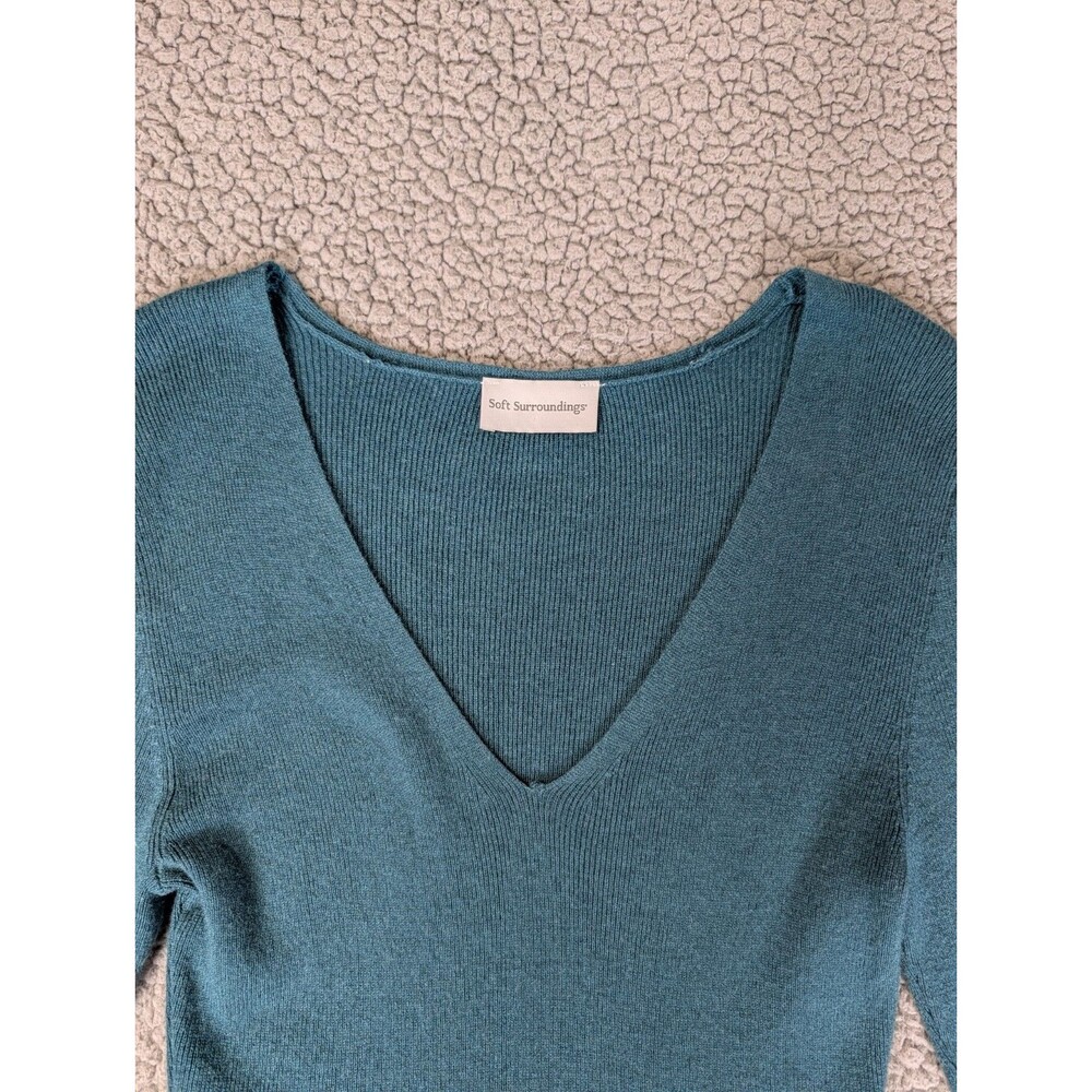 Soft Surroundings Sweater Dress Womens Small Green Pleated Hem Cashmere Blend - Picture 4 of 10